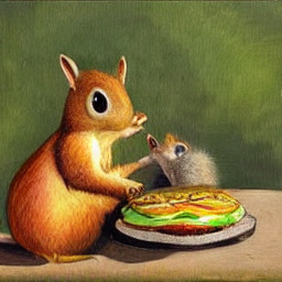 Text-to-image sample squirrel burger 2