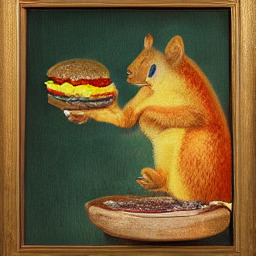 Text-to-image sample squirrel burger 1