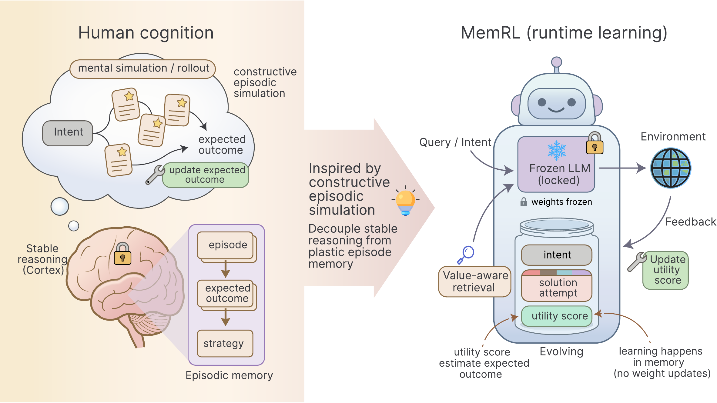 The conceptual framework of MemRL
