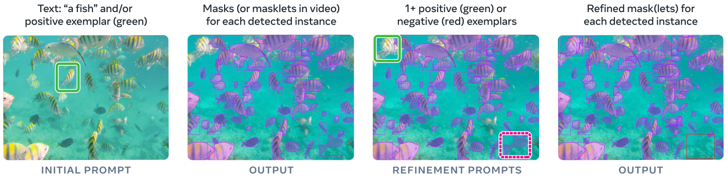 Prompts supported by promptable concept segmentation